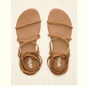 Aerie Strappy Gladiator style Flat Sandals, Brown, size 7